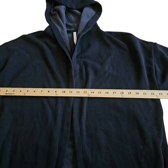 Fabletics womens sz M black open front hooded fleece cardigan sweater - Picture 5 of 9
